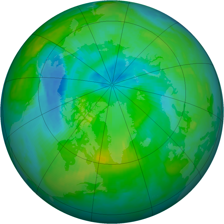 Arctic ozone map for 05 August 1997